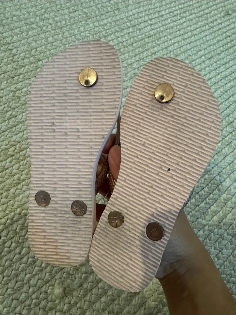 10c Havaianas pink Pink Flip Flops with Metallic Rose Straps